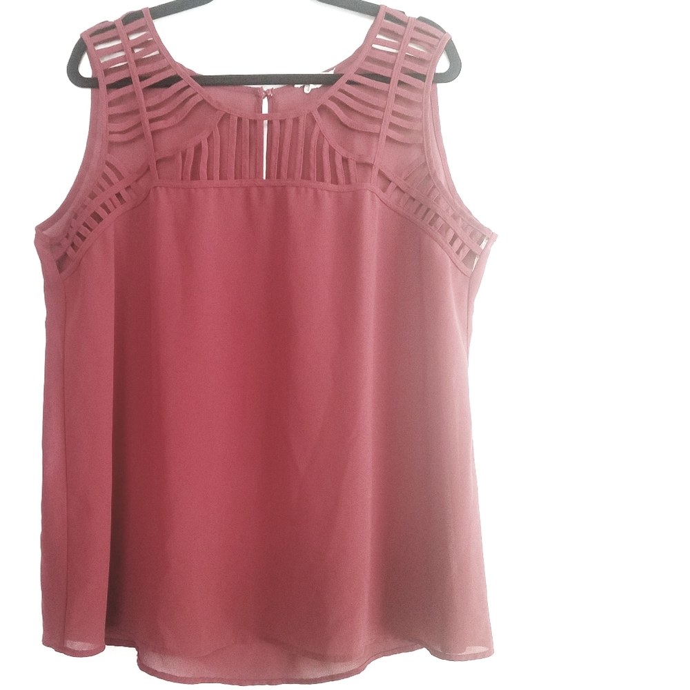 2XL Perch by Blu Pepper Strappy Yoke Tank Top